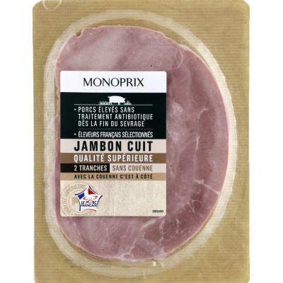 Monoprix Jambon Cuit 2 Tranches Sans Couenne