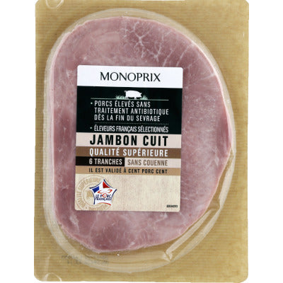 Monoprix Jambon Cuit 6 Tranches Sans Couenne