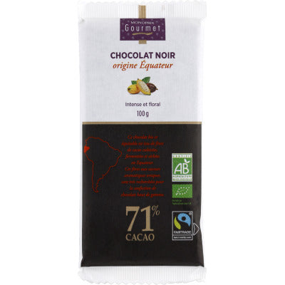 Monoprix Gourmet Chocolat Noir Origine Equateur, Intense & Floral, 71% De Cacao Bio 100g