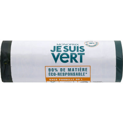 Monoprix Je Suis Verts Sac Poubelle 50L x10