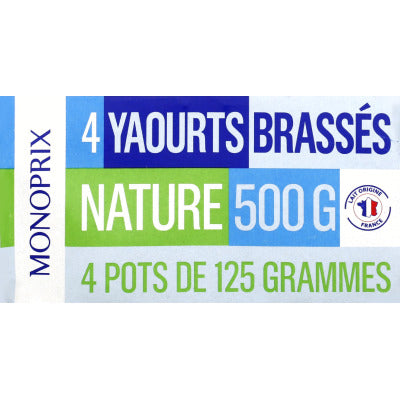 Monoprix Yaourts Brassés nature 4x125g