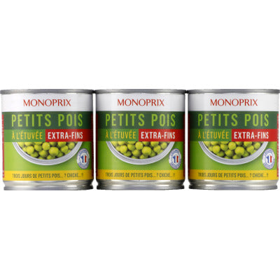 Monoprix Petits Pois à l'Etuvée Extra-Fins 3x140g