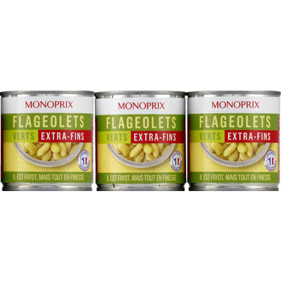 Monoprix Flageolets verts extra-fins 3x130g