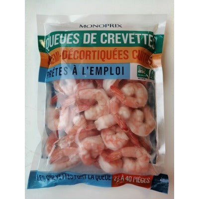 Monoprix Queues de Crevettes Semi-Décortiquées Cuites 300g