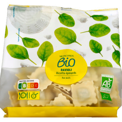 Monoprix Bio Ravioli ricotta épinard 250g