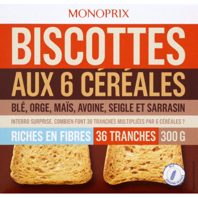 Monoprix Biscottes Au 6 Céréales 300G