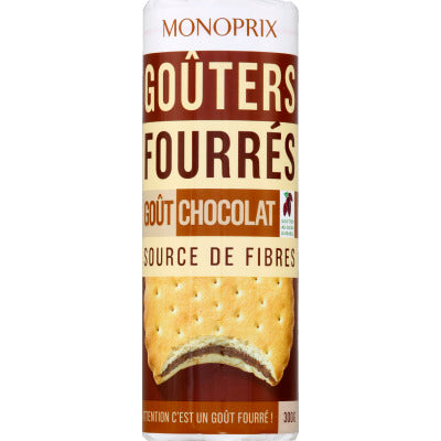 Monoprix Goûters Fourrés Biscuits Ronds au Chocolat 300g