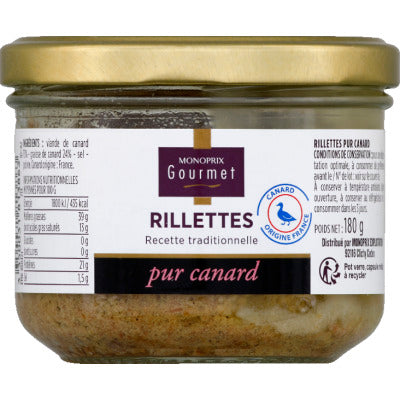 Monoprix Gourmet Rillettes Pur Canard Recette Traditionnelle 180G