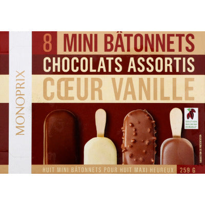 Monoprix Mini Bâtonnet Vanille Chocolat x8 259g