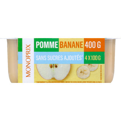 Monoprix pomme banane 4x100g