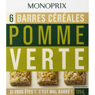 Monoprix Barres céréales pomme verte 125g