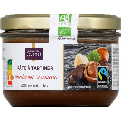 Monoprix Gourmet Pâte à tartiner chocolat noir et noisettes bio 200g