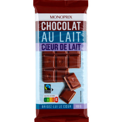 Monoprix tablette chocolat au lait 2x100g