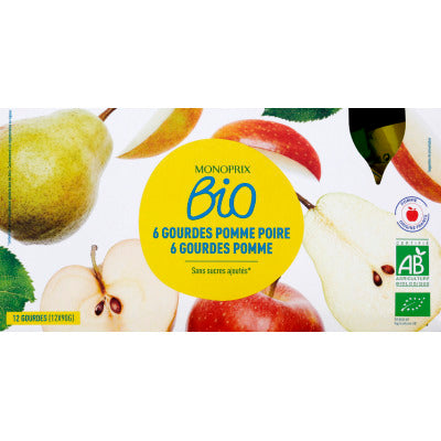 Monoprix Bio Gourdes Pommes et pommes / poires 12/90g