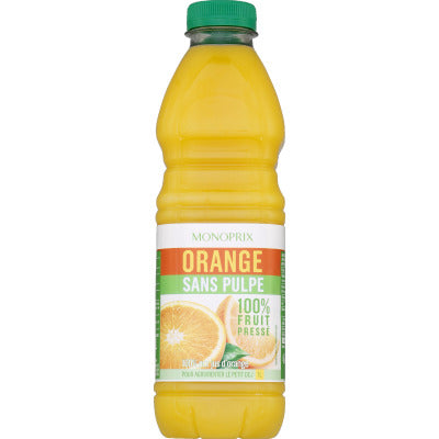 Monoprix Jus orange sans pulpe 100% fruit pressé 1L