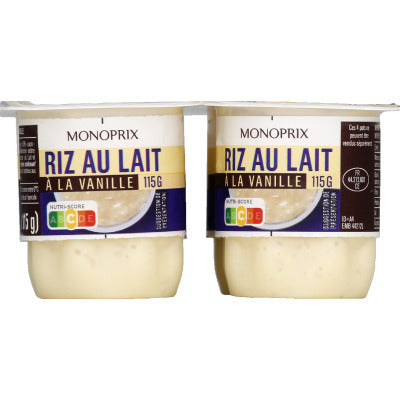 Monoprix Riz Au Lait Vanille 4X100G