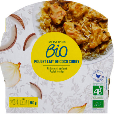 Monoprix Bio poulet lait de coco curry 300g