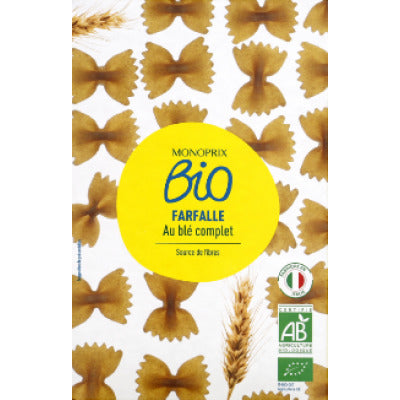 Monoprix bio farfalle au blé complet 500g