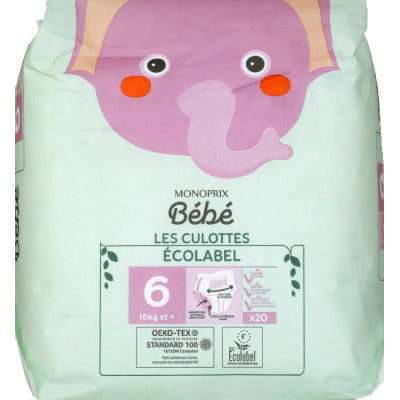 Monoprix Bébé Couches Culotte Ecolabel Taille 6 x20