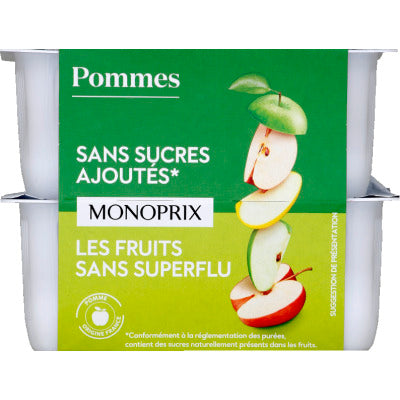 Monoprix compote de pommes sans sucres ajoutés 8x 100g