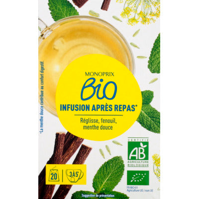 Monoprix Bio Infusion après repas 20 sachets 30g