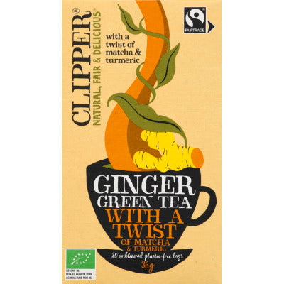 Clipper Ginger Thé Vert Bio Racine De Gingembre, Curcuma Et Matcha Aromatisé 36g