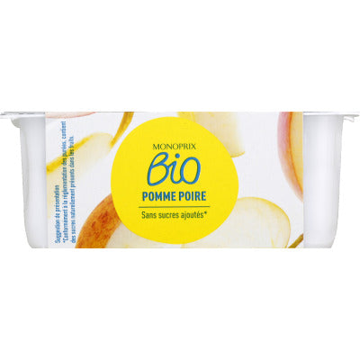 Monoprix Bio Compote pomme poire sans sucres ajoutés bio 4x95g