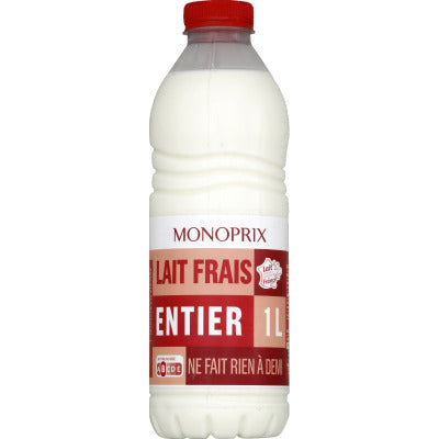 Monoprix lait frais entier 1L