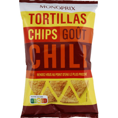 Monoprix Tortillas chips goût chili 150g