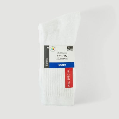 Monoprix Lot De 3 Paires De Chaussettes De Sport Blanches T43/46