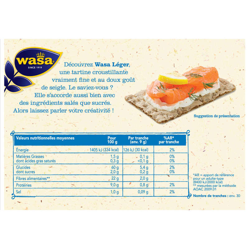 Wasa Léger Tartines Croustillantes 270g