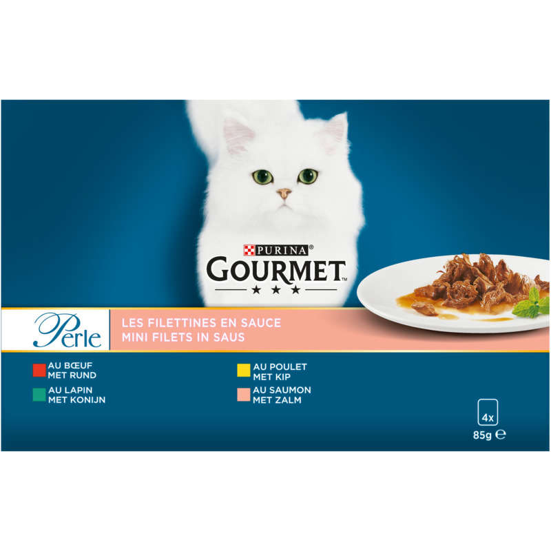 Gourmet Perle Les Filettines en Sauce Pâtée pour Chat 4x85g