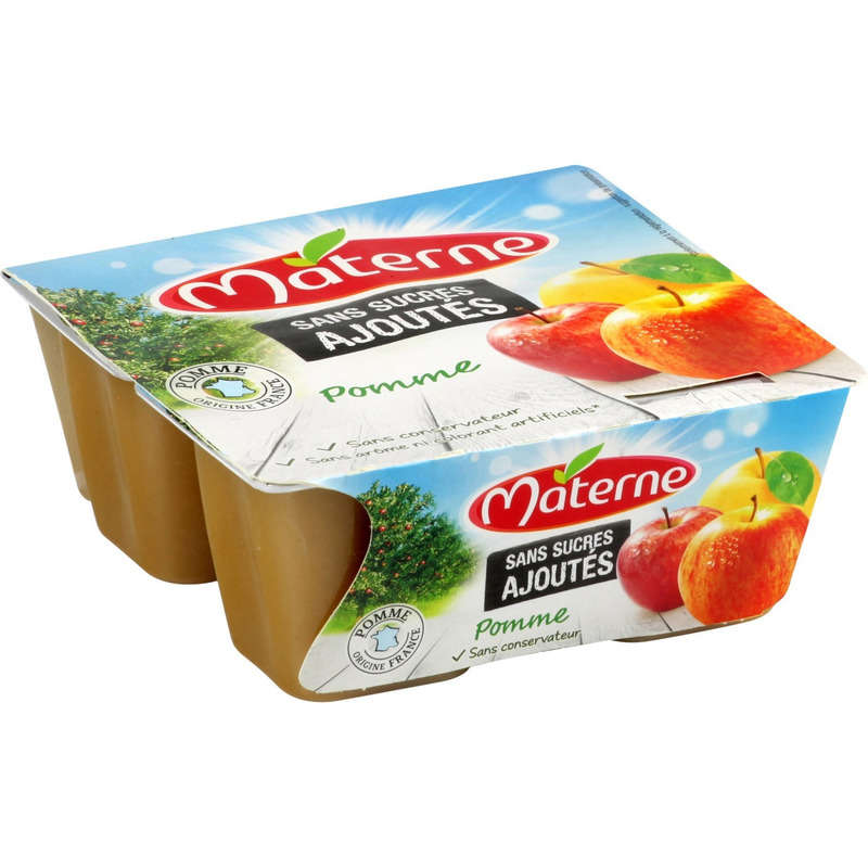 Materne compote pomme sans sucres le pack de 4x100g