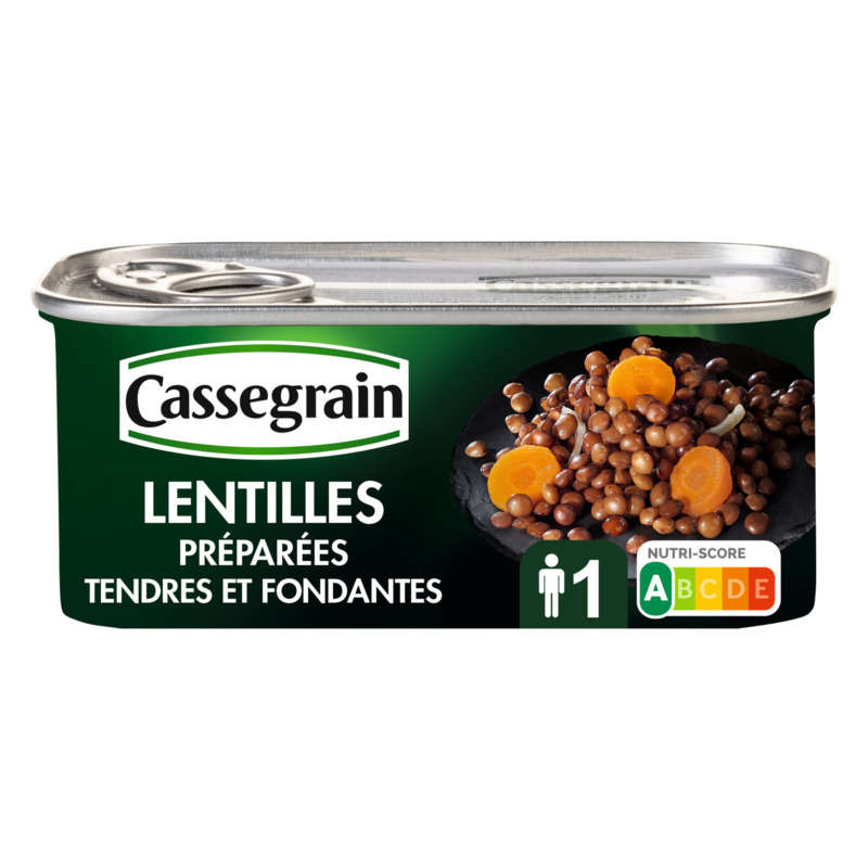 Cassegrain Lentilles Cuisinées Aux Oignons & Carottes 130g