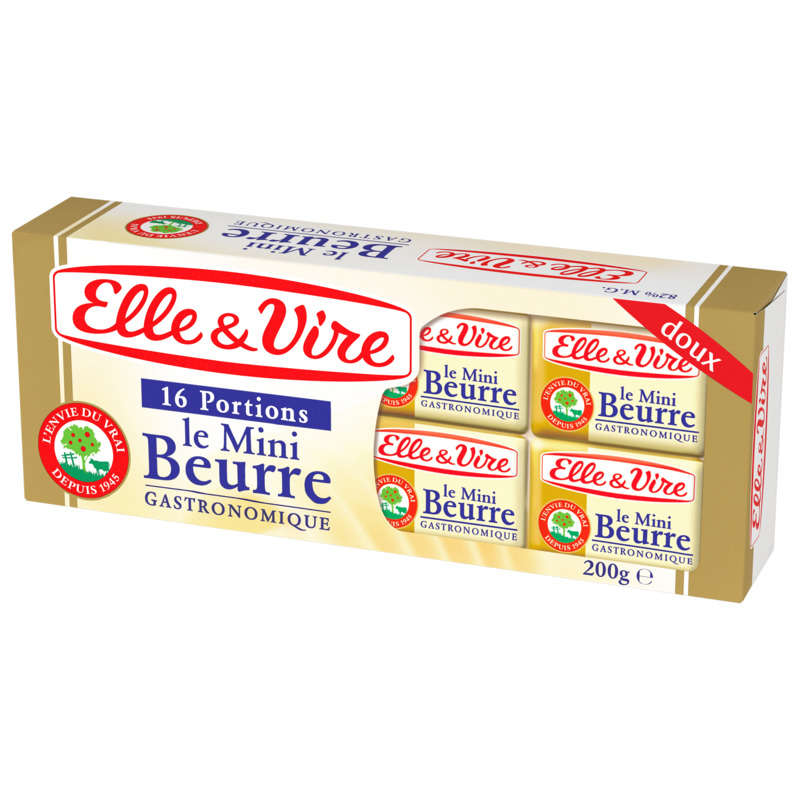 Elle&Vire beurre doux en portion x16, 200g