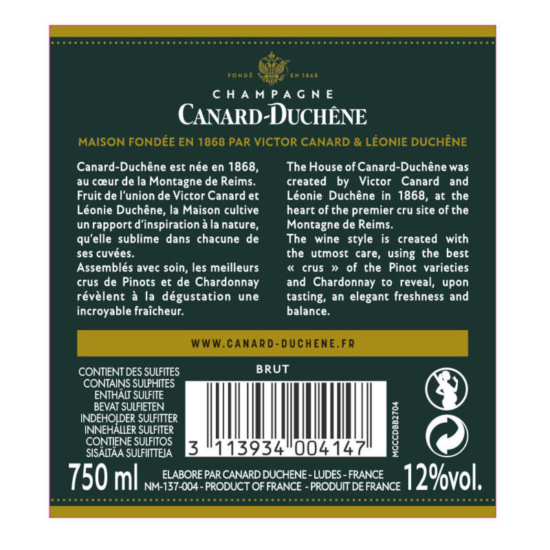 CanardDuchêne Champagne AOP brut 75cl