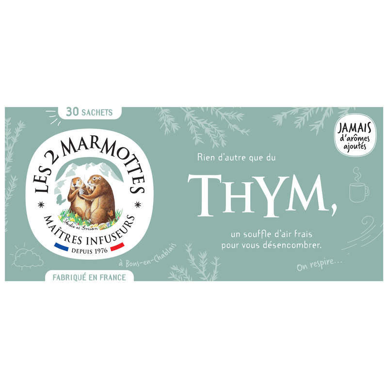 Les 2 Marmottes Infusion Au Thym 30 Sachets 35g