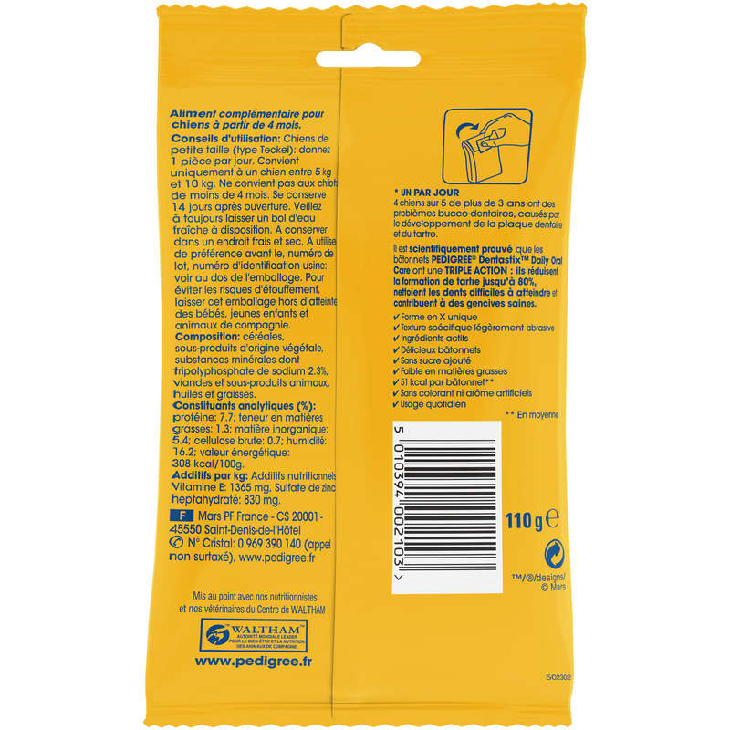 Pedigree Dentastix Bâtonnets pour petit chien 110g