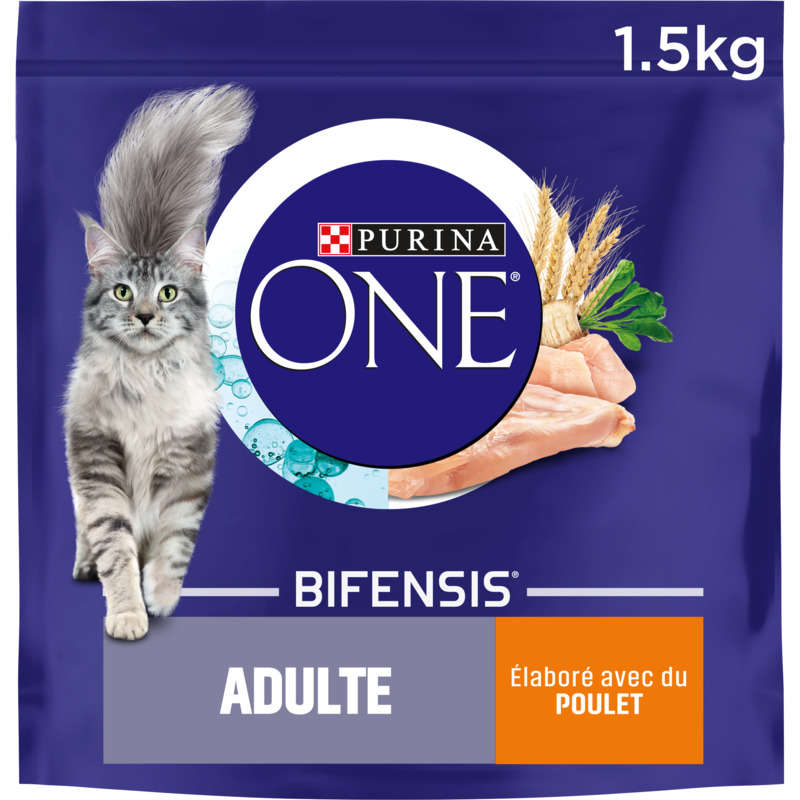 Purina One Croquettes Chat Adulte Au Poulet Et Céréales 1,5Kg