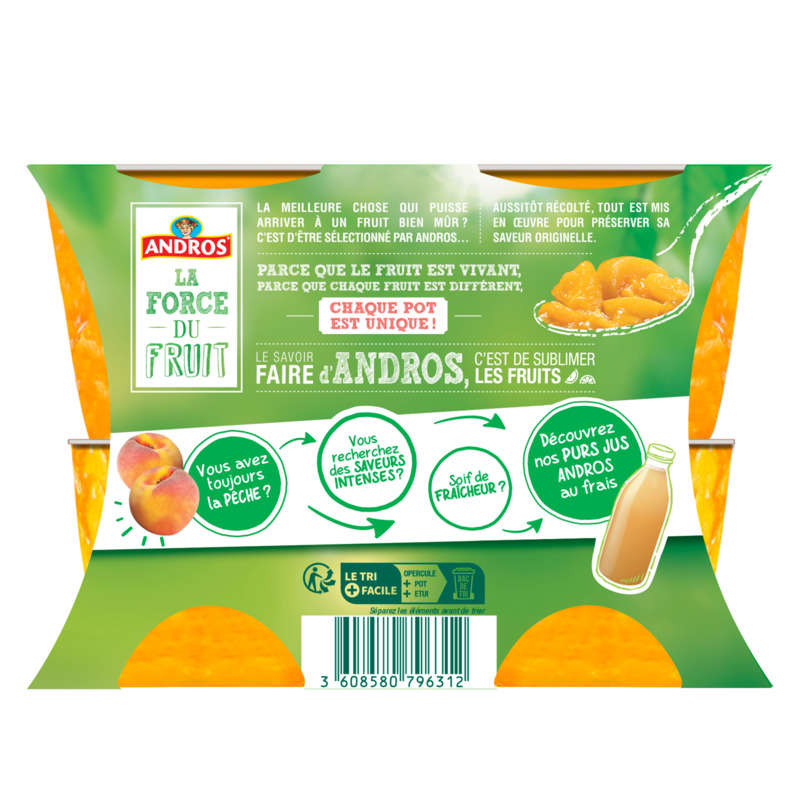 Andros Compote Pêche Morceaux généreux 4x100g