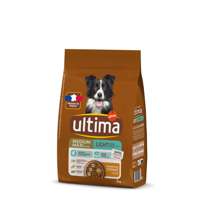 ULTIMA croquettes au poulet chien medium maxi light 2kg