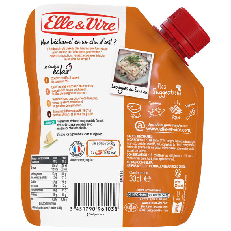 Elle&Vire Sauce béchamel au lait entier format poche 33cl