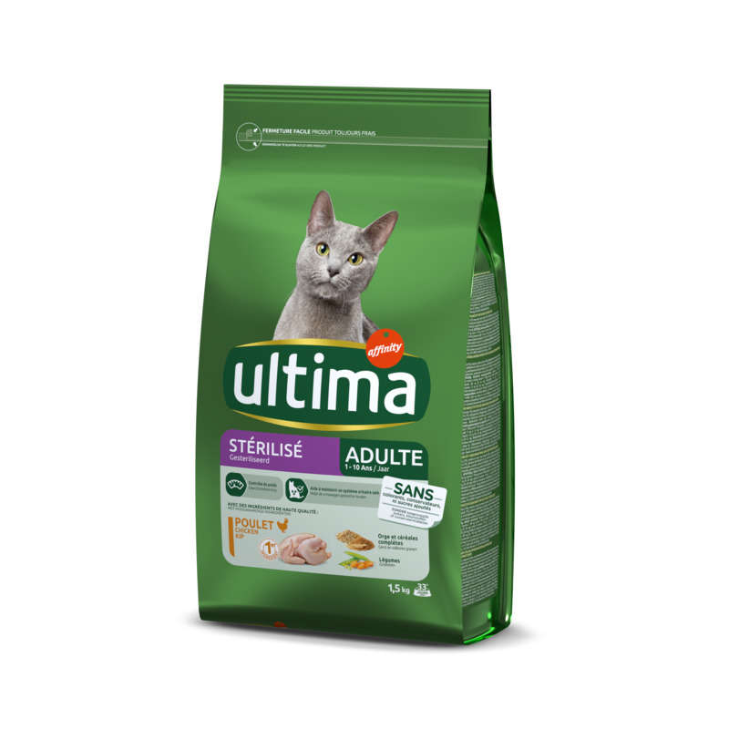 Ultima Croquettes Au Poulet & Orge Pour Chat Stérilisé Adulte 1,5Kg