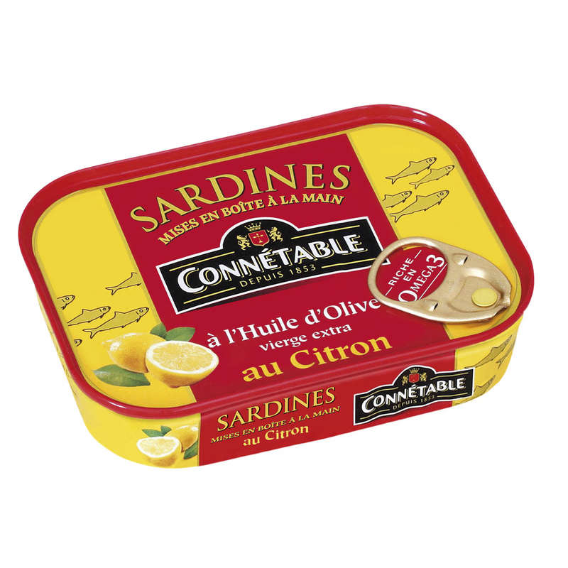 Connétable Sardines À L'Ancienne Au Citron Et À L'Huile D'Olive Vierge Extra 115G