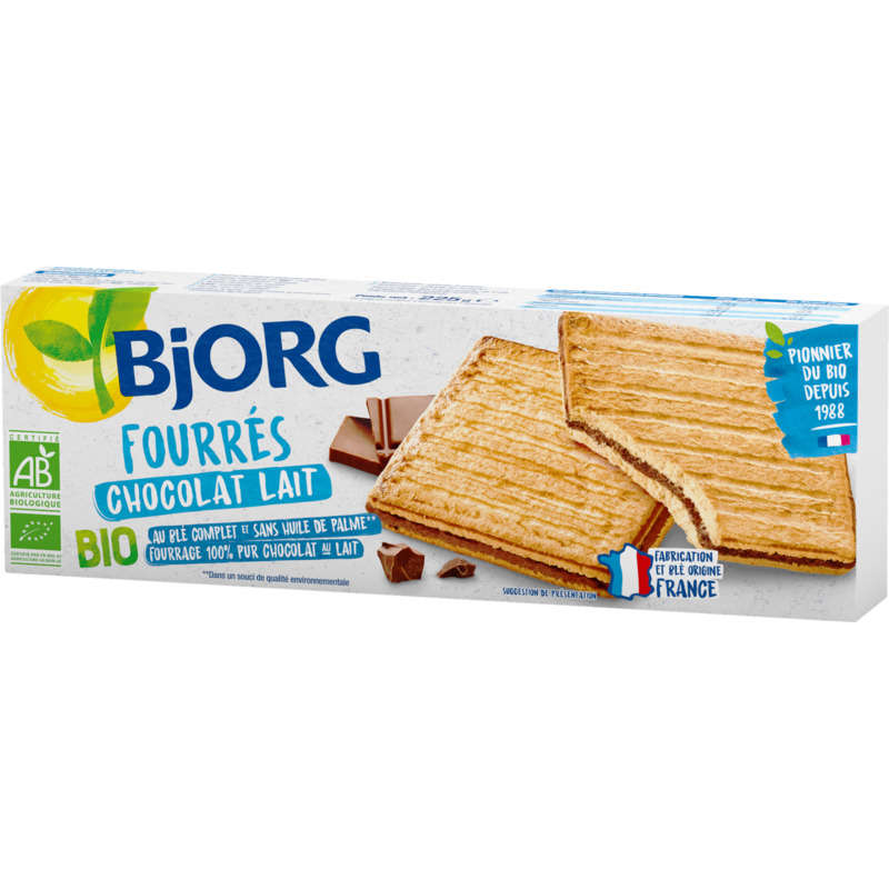 Bjorg Biscuits Fourrés Au Chocolat au Lait Bio 225g