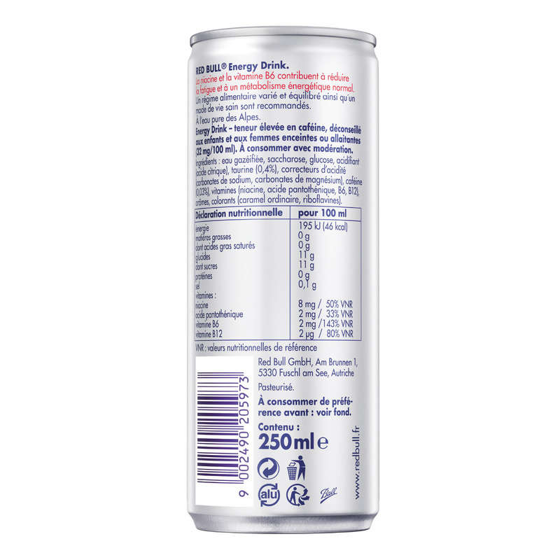 Red Bull regular boisson énergisante la canette de 25cl