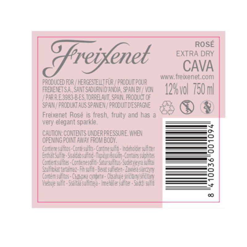 Freixenet vin pétillant rosé la bouteille de 75cl