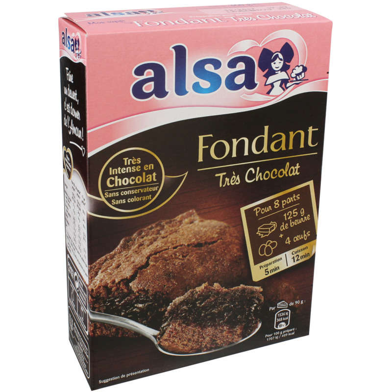 Alsa Préparation Gâteau Fondant Très Chocolat 360g