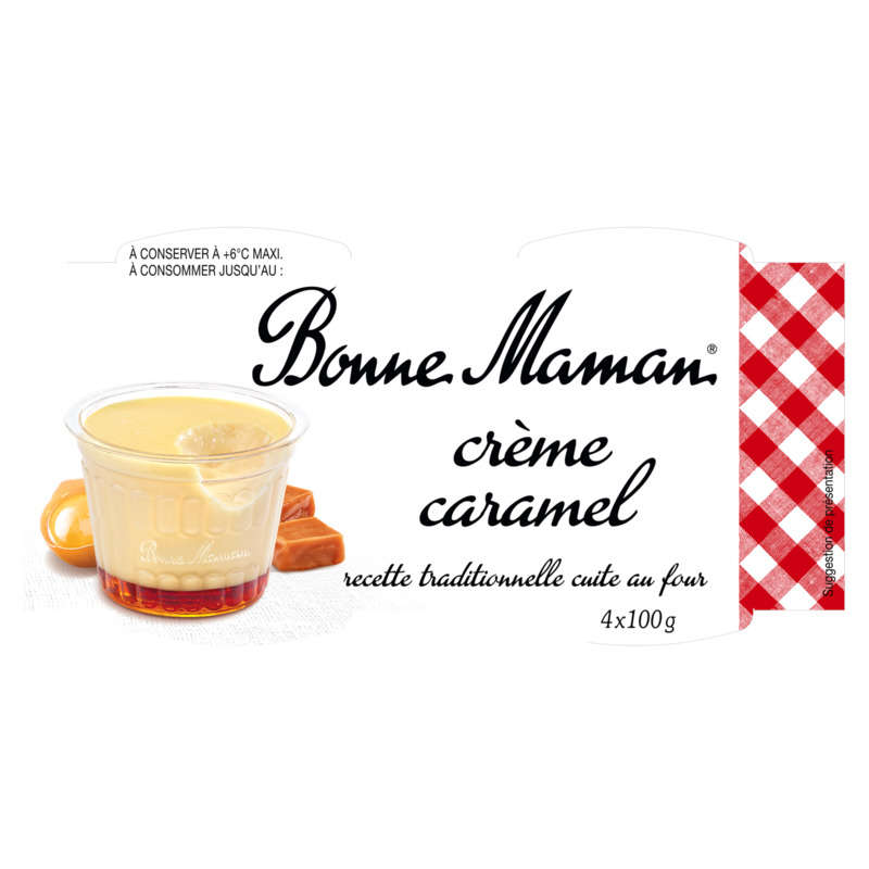 Bonne Maman Crème aux oeufs frais, caramel 4x100g