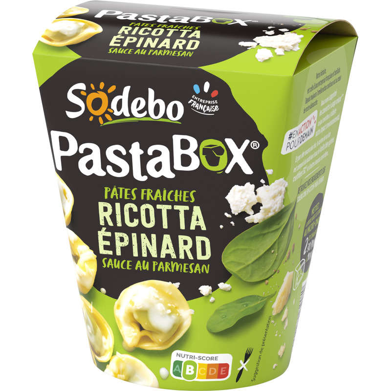 Sodebo Pasta Box Tortellini ricotta épinards sauce parmesan 280g